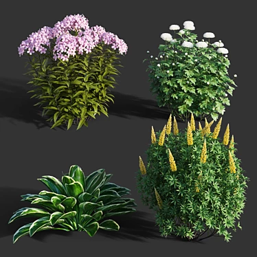 Colorful Garden Plant Set 3D model image 1 