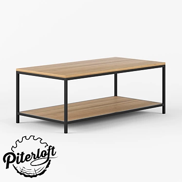 Rustic Wood Metal Coffee Table 3D model image 1 