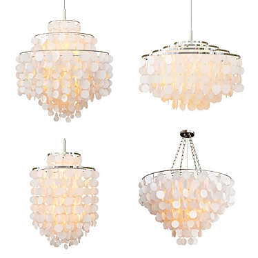 Elegant Capiz Chandelier Collection 3D model image 1 