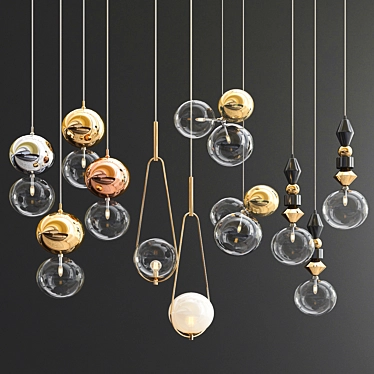 Elegant Glass Pendant Lights 3D model image 1 