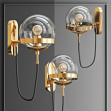 Modern Brass Sconce with Clear Glass 3D model image 1 