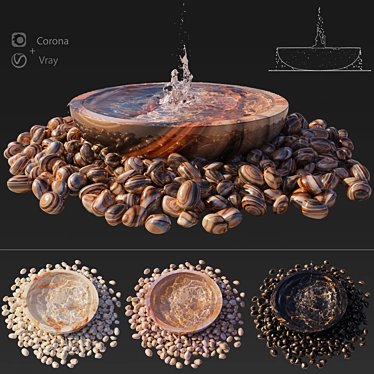 River Stone Water Bowl Fountain 3D model image 1 