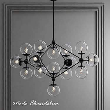 Elegant Modo Chandelier: Black and White Glass 3D model image 1 