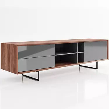 Modern Walnut Media Console 3D model image 1 