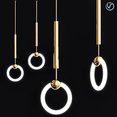 Sleek Broom Ring Pendant Light 3D model image 1 