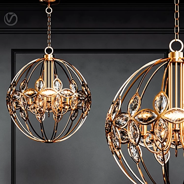 Elegant Gold Chandelier: Uttermost Ambre 3D model image 1 