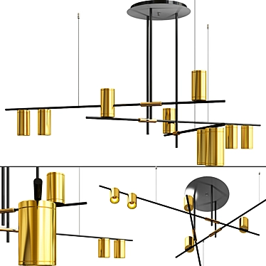 Sleek Metal Chandelier 3D model image 1 