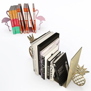 Fancy Bookish Decor: Flamingo & Pineapple 3D model image 1 