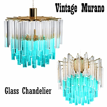 Turquoise Murano Glass Chandelier 3D model image 1 