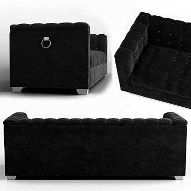 Glam Velvet Sofa with Rhinestone Accents 3D model image 1 