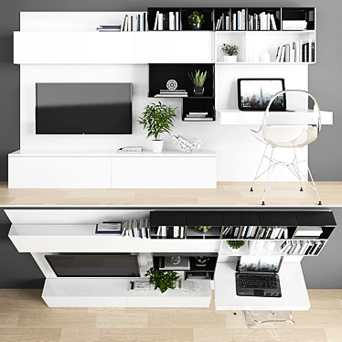  Stylish TV Stand & Workspace 3D model image 1 