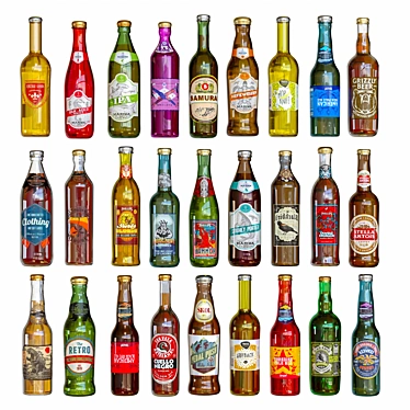 Beer Set: 27 Unique Beer Bottles 3D model image 1 