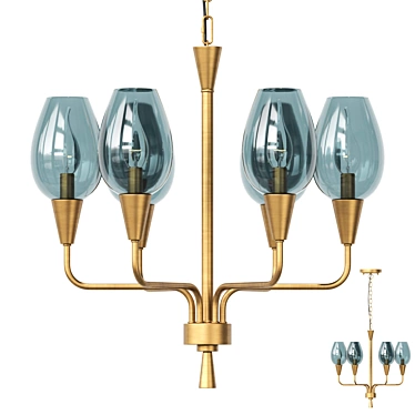 Viola 6-Light Midcentury Modern Chandelier 3D model image 1 