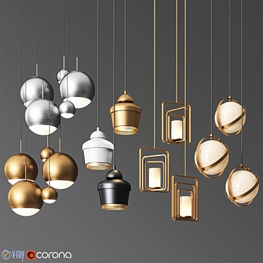 Luxury Pendant Light Collection - 4 Types 3D model image 1 