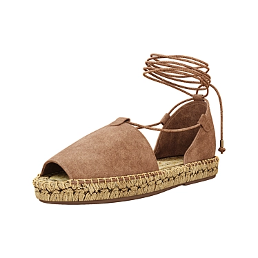 Taupe Lace-Up Espadrille Sandals 3D model image 1 