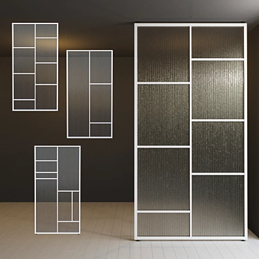 Sleek Glass Partition Customizable Design 3D model image 1 