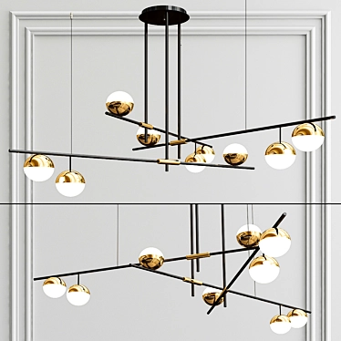 Modern Industrial Brass Chandelier 3D model image 1 