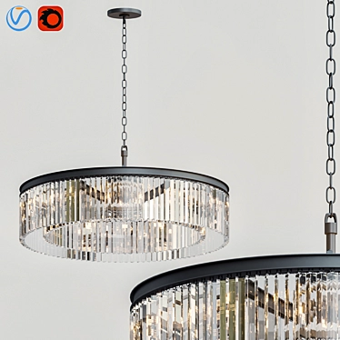 Rhys Glass Chandelier: Timeless Elegance 3D model image 1 