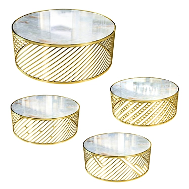 Modern Gold Pattern Table Set 3D model image 1 