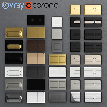 Viega 3 Flush Buttons: Stylish & Reliable 3D model image 1 