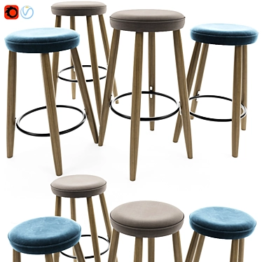 Modern Danish Design Bar Stool 3D model image 1 