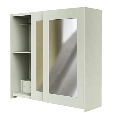 Compact Sliding Wardrobe 3D model image 1 