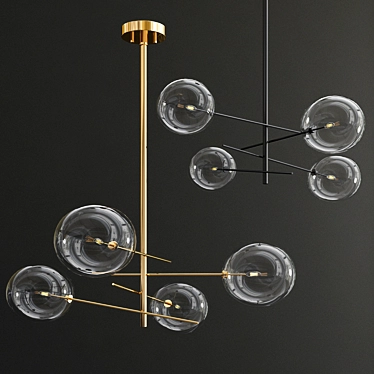 BOLLE Hanging Chandelier: Elegant Metal and Glass Lighting 3D model image 1 