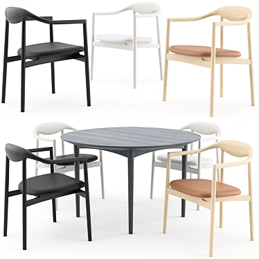 Contemporary Jari Chair and Round Table 3D model image 1 