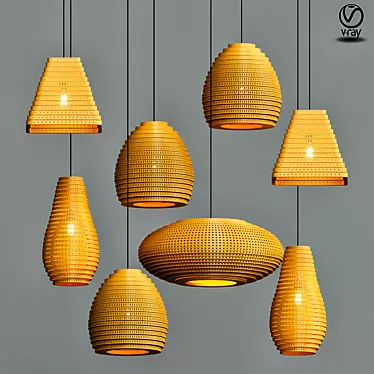 Elegance Wood Pendant Lamp 3D model image 1 