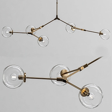 Glass Bubble Branching Chandelier 3D model image 1 