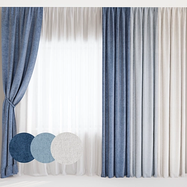 Mid-Poly Curtains: 91,435 Polys, 92,875 Verts 3D model image 1 