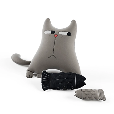 Handmade Soft Cat Toy 3D model image 1 