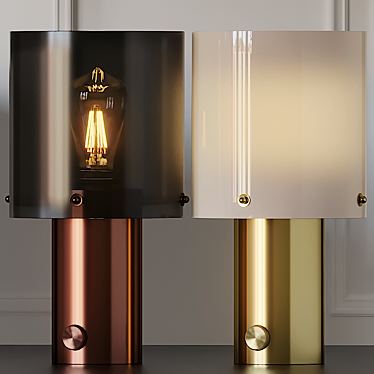 Elegant Brass and Opal Glass Table Lamp 3D model image 1 