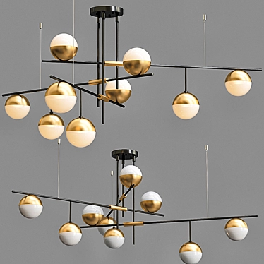 Modern Brass and White Chandelier 3D model image 1 