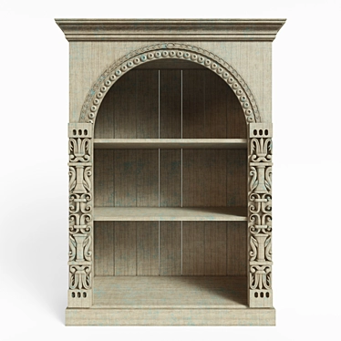 Carved Wooden Shelving Unit 3D model image 1 