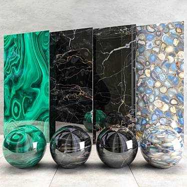 Luxury Marble Set: 4 Textures, 500x1000 Pixel 3D model image 1 
