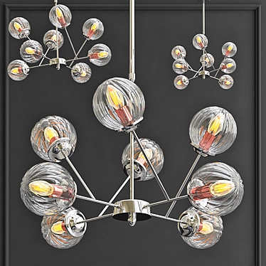 Proto Chandelier: Modern Chrome Metal and Glass Pendant Lighting 3D model image 1 