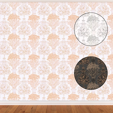 Title: Seamless Wallpaper Set - 3 Colors 3D model image 1 