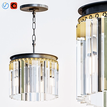 Art Deco Inspired Clear Glass Chandelier 3D model image 1 