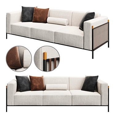 Modern Three-Seater Sofa 3D model image 1 