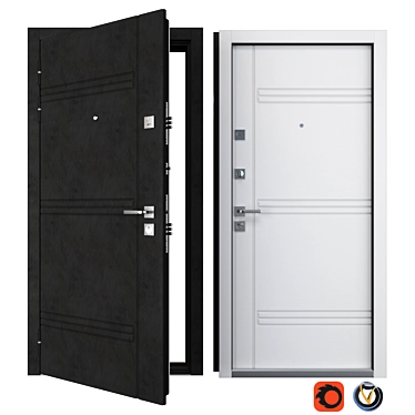 Trio Metal Entrance Door: Your Custom Frame 3D model image 1 