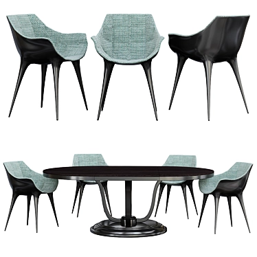 Sleek Zize Zink Dining Set 3D model image 1 