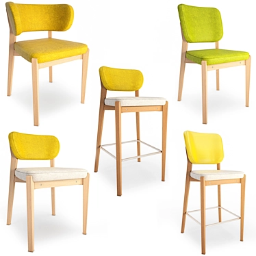 Kauri Wood Chairs: Trendy & Stylish 3D model image 1 