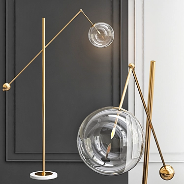 Bolle Floor Lamp: Modern Metal and Glass Torchiere 3D model image 1 