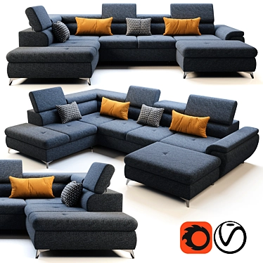 Luxury Wersal Monk XL Sofa 3D model image 1 