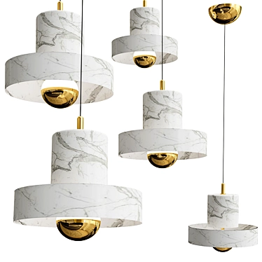 Sleek Marble Pendant Light 3D model image 1 