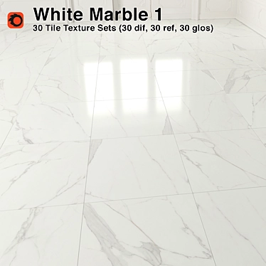 Premium White Marble Tiles 3D model image 1 
