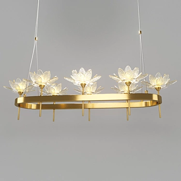 Lotos Modern Brass Glass Pendant 3D model image 1 