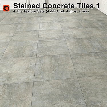 Elegant Stained Concrete Tiles 3D model image 1 