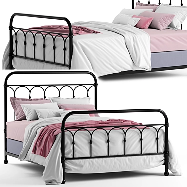 Elegant Casted Knot Metal Bed 3D model image 1 